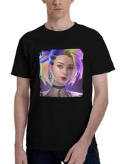 Akali-League Of Legends Game 180G 100% Cotton Printed Round Neck Short-Sleeve T-Shirt, Christmas Gifts for Men Dad Husband Grandpa, S-XXXL, Black