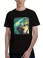 Akimbot- 180G 100% Cotton Printed Round Neck Short-Sleeve T-Shirt, Christmas Gifts for Men Dad Husband Grandpa, S-XXXL, Black