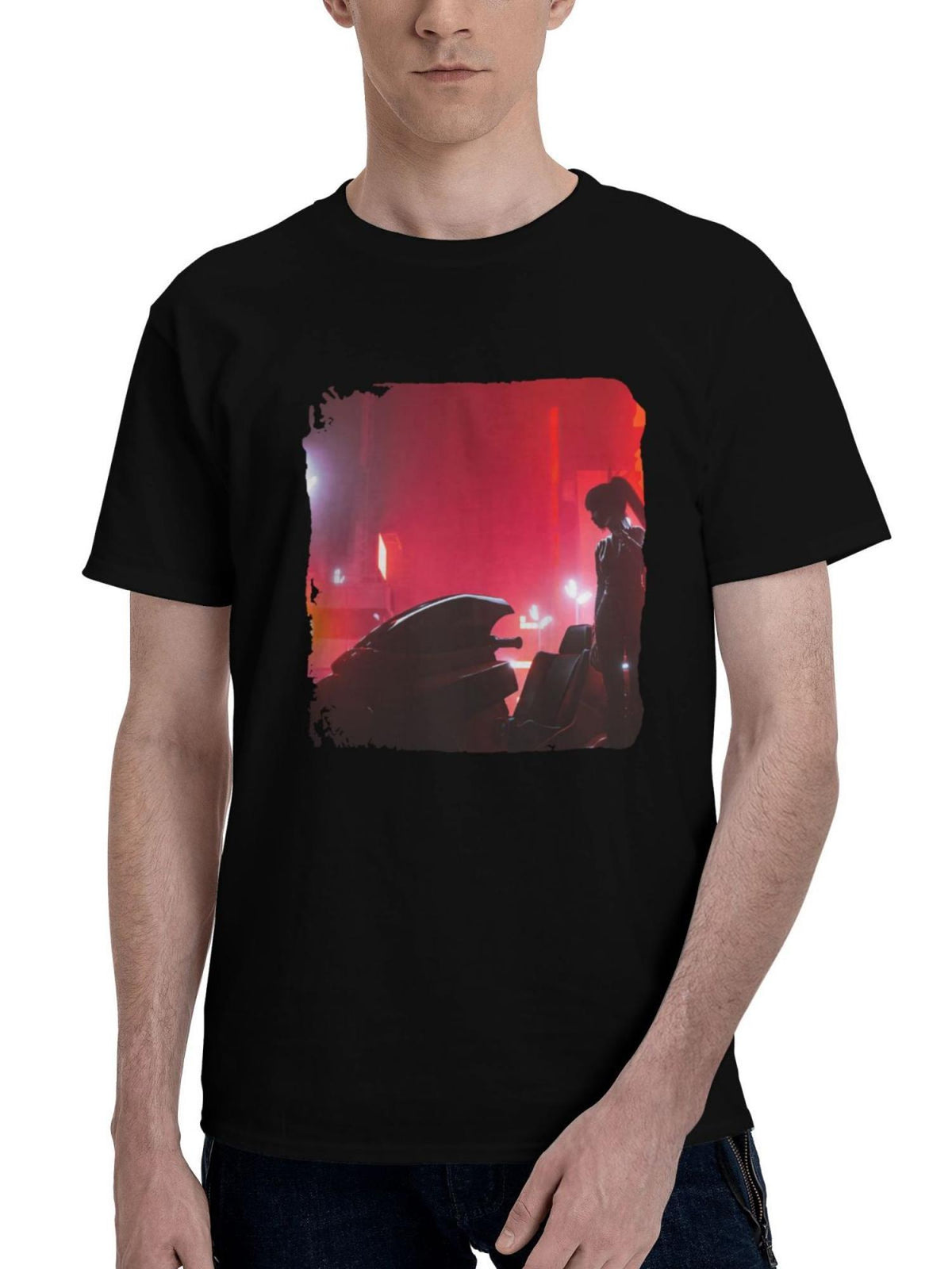 Akira-Cyberpunk 180G 100% Cotton Printed Round Neck Short-Sleeve T-Shirt, Christmas Gifts for Men Dad Husband Grandpa, S-XXXL, Black