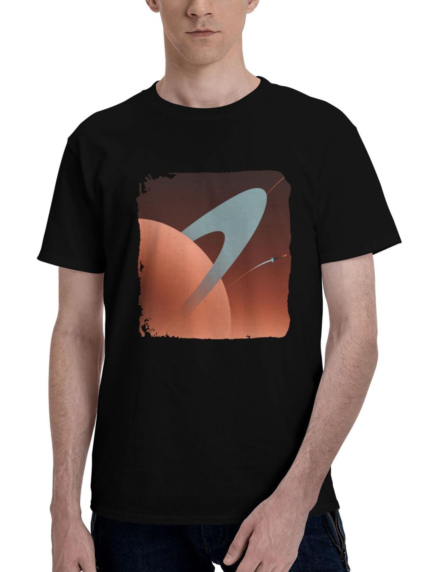 Al-Alien World 180G 100% Cotton Printed Round Neck Short-Sleeve T-Shirt, Christmas Gifts for Men Dad Husband Grandpa, S-XXXL, Black