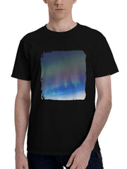 Alberta-Farm Night Sky 180G 100% Cotton Printed Round Neck Short-Sleeve T-Shirt, Christmas Gifts for Men Dad Husband Grandpa, S-XXXL, Black