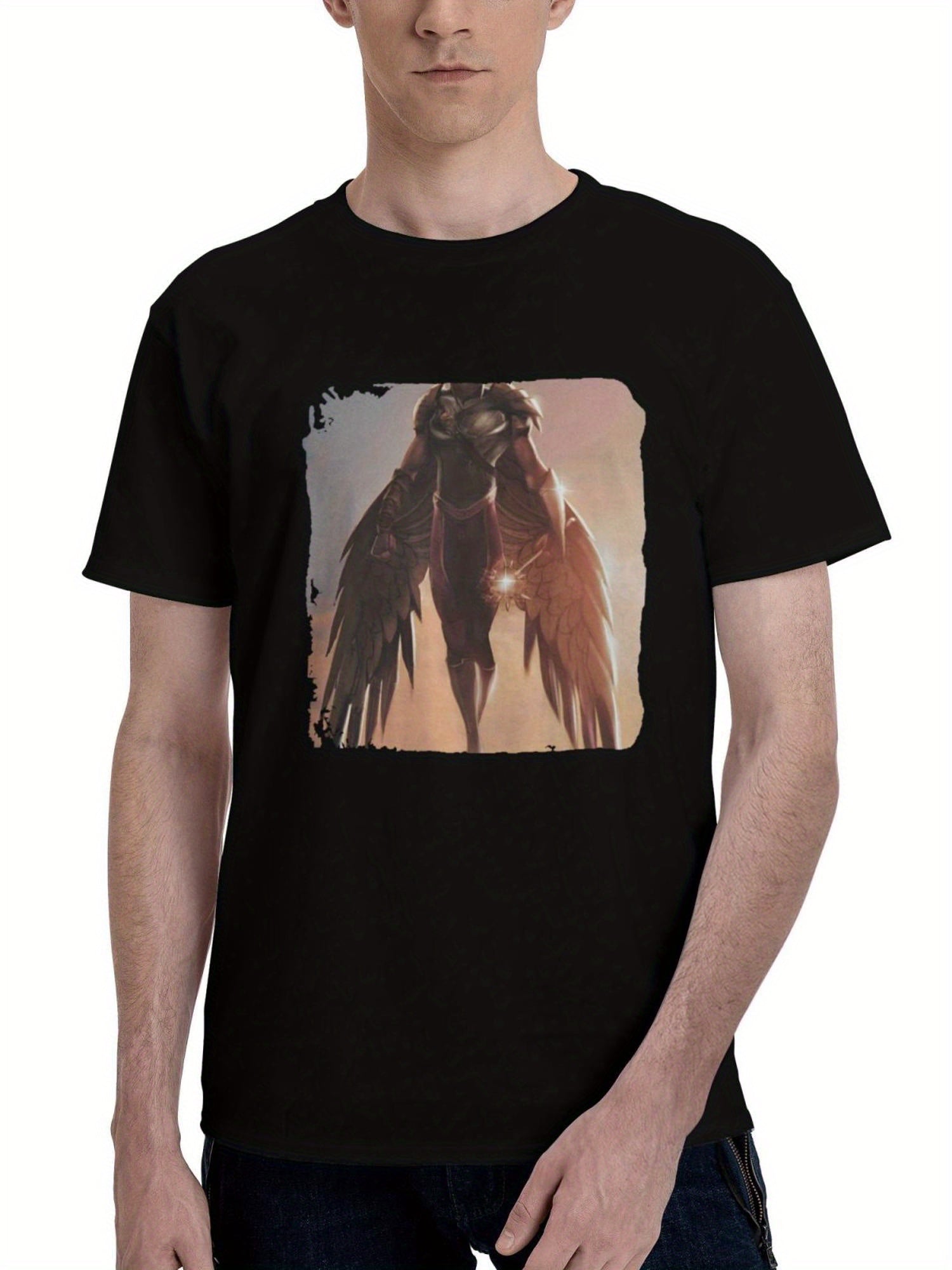 Aldis-Hodge As Hawkman In Black Adam 180G 100% Cotton Printed Round Neck Short-Sleeve T-Shirt, Christmas Gifts for Men Dad Husband Grandpa, S-XXXL, Black