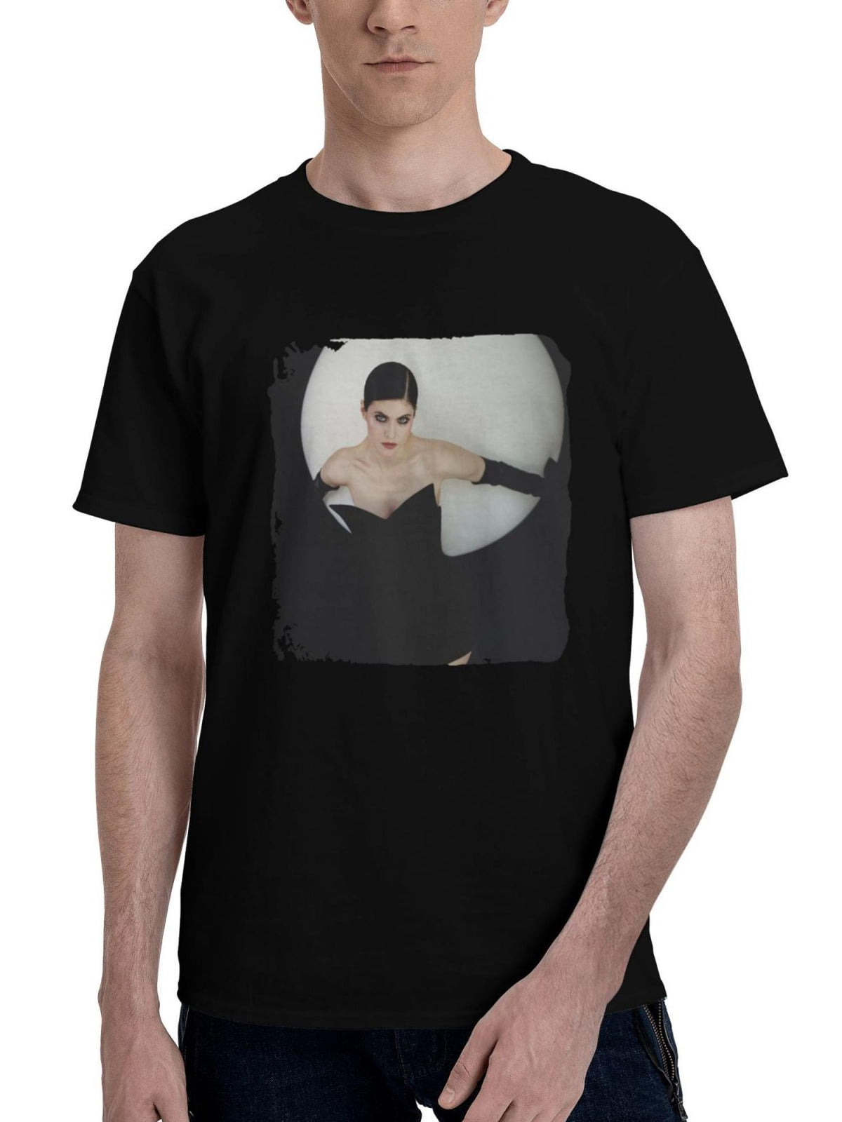 Alexandra-Daddario 2024 47 180G 100% Cotton Printed Round Neck Short-Sleeve T-Shirt, Christmas Gifts for Men Dad Husband Grandpa, S-XXXL, Black