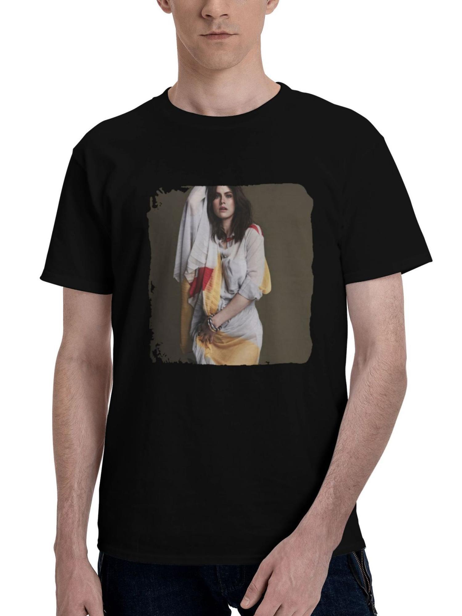 Alexandra-Daddario 2025 Pm 180G 100% Cotton Printed Round Neck Short-Sleeve T-Shirt, Christmas Gifts for Men Dad Husband Grandpa, S-XXXL, Black