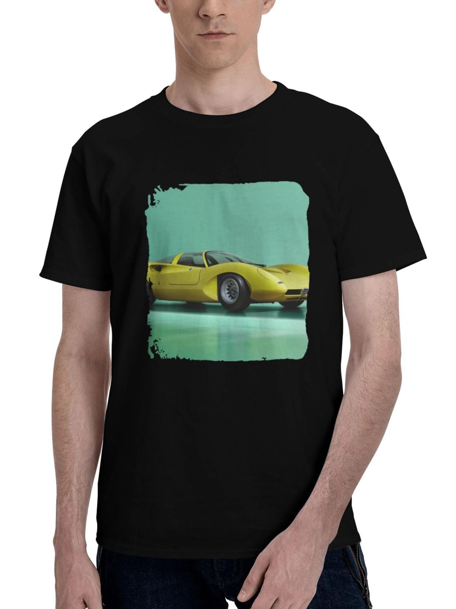 Alfa-Romeo 33 Coupe Speciale 180G 100% Cotton Printed Round Neck Short-Sleeve T-Shirt, Christmas Gifts for Men Dad Husband Grandpa, S-XXXL, Black