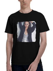 Alicia-Vikander Vogue 180G 100% Cotton Printed Round Neck Short-Sleeve T-Shirt, Christmas Gifts for Men Dad Husband Grandpa, S-XXXL, Black