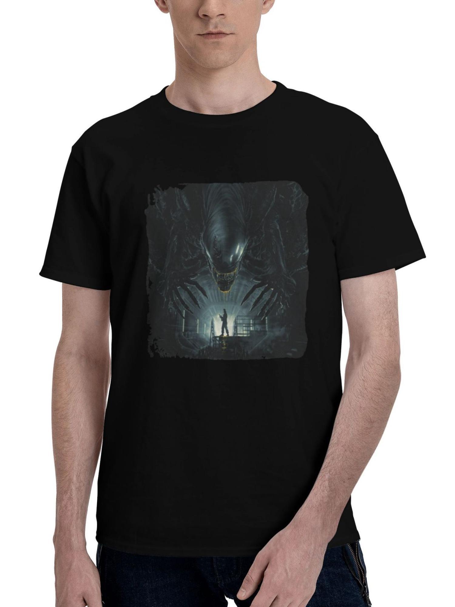 Alien-Romulus 2024 Movie C6 180G 100% Cotton Printed Round Neck Short-Sleeve T-Shirt, Christmas Gifts for Men Dad Husband Grandpa, S-XXXL, Black