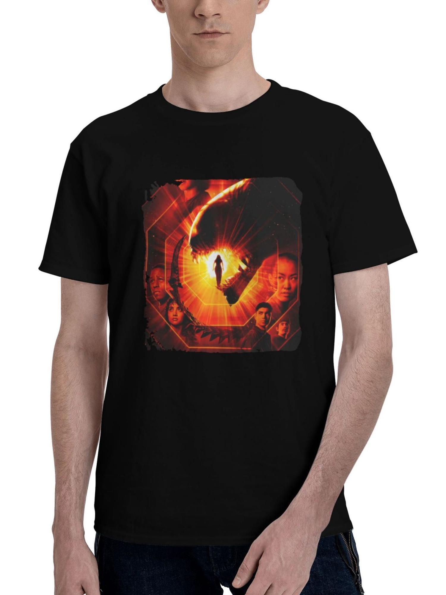 Alien-Romulus Amc Theatres Poster 180G 100% Cotton Printed Round Neck Short-Sleeve T-Shirt, Christmas Gifts for Men Dad Husband Grandpa, S-XXXL, Black