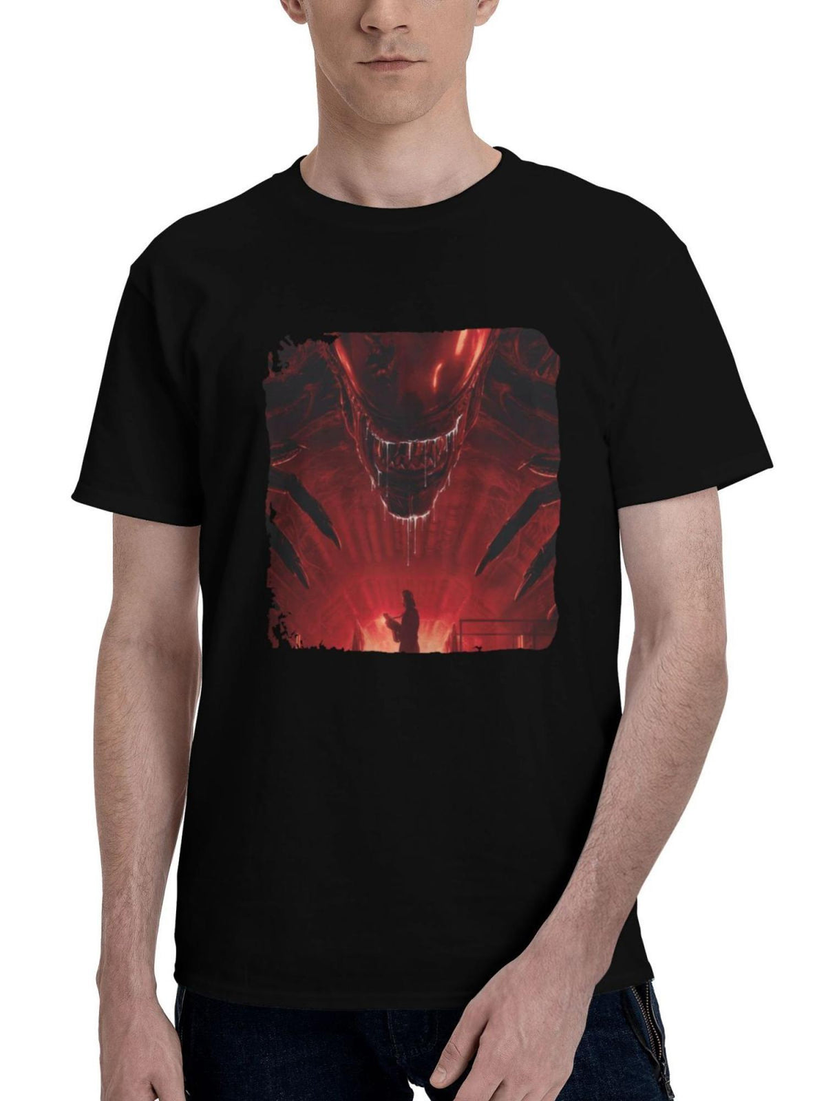 Alien-Romulus Cinemark Xd Poster 180G 100% Cotton Printed Round Neck Short-Sleeve T-Shirt, Christmas Gifts for Men Dad Husband Grandpa, S-XXXL, Black