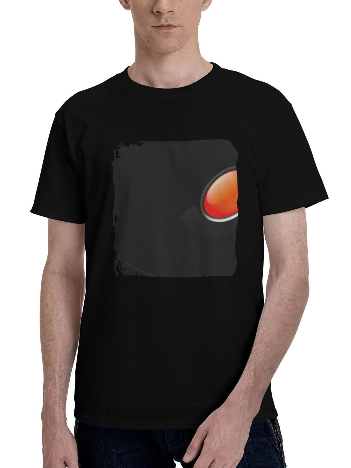 Alien-Shape Abstract 180G 100% Cotton Printed Round Neck Short-Sleeve T-Shirt, Christmas Gifts for Men Dad Husband Grandpa, S-XXXL, Black