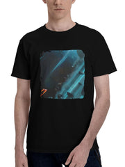 Aliens-Planet Asteroids 180G 100% Cotton Printed Round Neck Short-Sleeve T-Shirt, Christmas Gifts for Men Dad Husband Grandpa, S-XXXL, Black