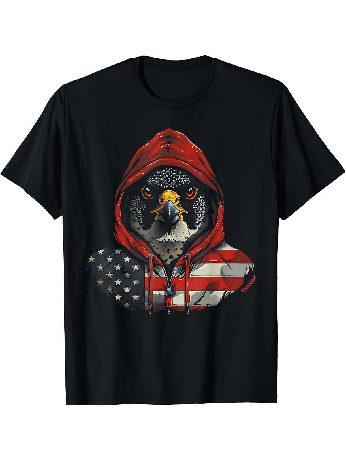 American Flag Eagle USA Pride Patriotic Bald Eagle 4th of T-Shirt 180G 100% Cotton Printed Round Neck Short-Sleeve T-Shirt, Gifts for Men Dad Husband Grandpa, S-XXXL, Black