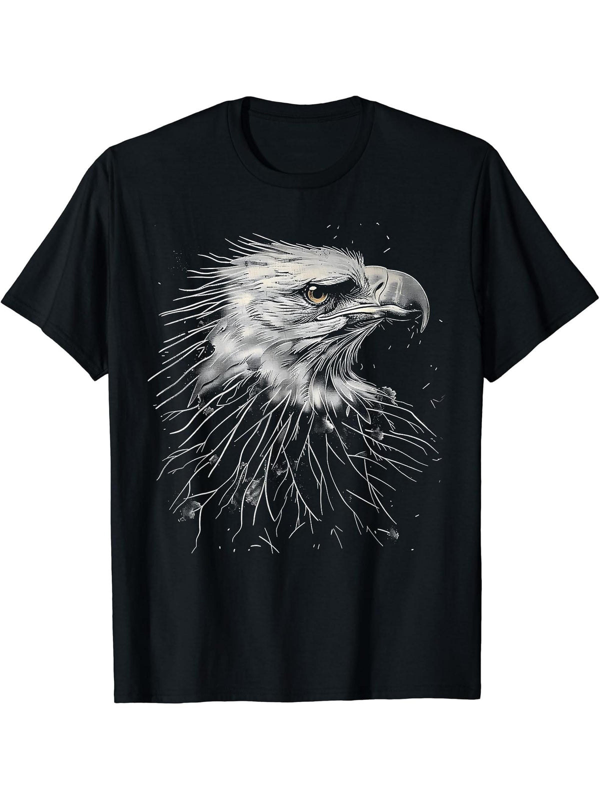 Eagle Bird Watching American Bald Eagle Bird Lover Gift T-Shirt 180G 100% Cotton Printed Round Neck Short-Sleeve T-Shirt, Gifts for Men Dad Husband Grandpa, S-XXXL, Black
