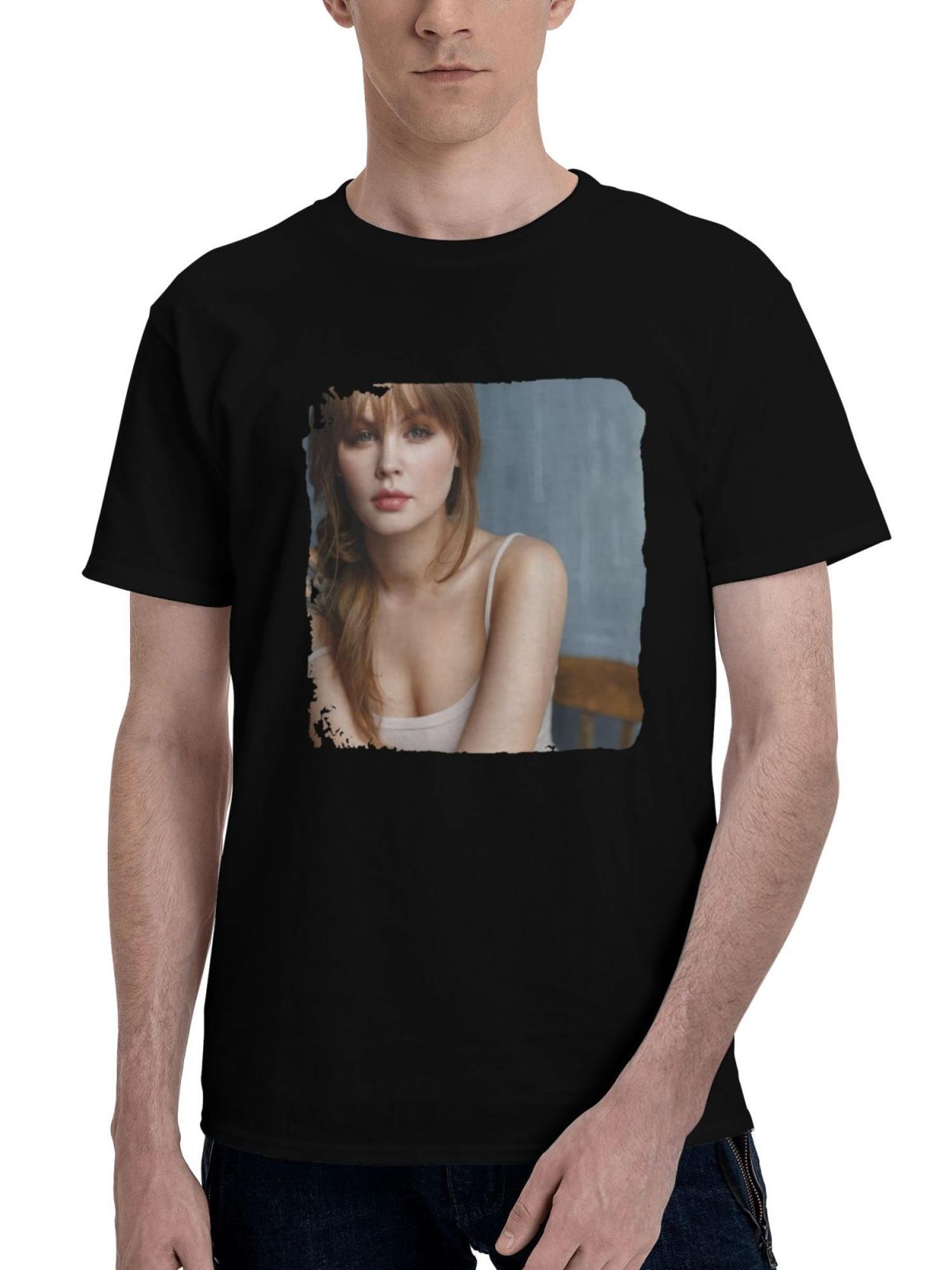 2023-Anastasia Scheglova 180G 100% Cotton Printed Round Neck Short-Sleeve T-Shirt, Christmas Gifts for Men Dad Husband Grandpa, S-XXXL, Black