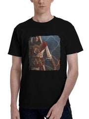 2023-Assassins Creed Mirage 180G 100% Cotton Printed Round Neck Short-Sleeve T-Shirt, Christmas Gifts for Men Dad Husband Grandpa, S-XXXL, Black