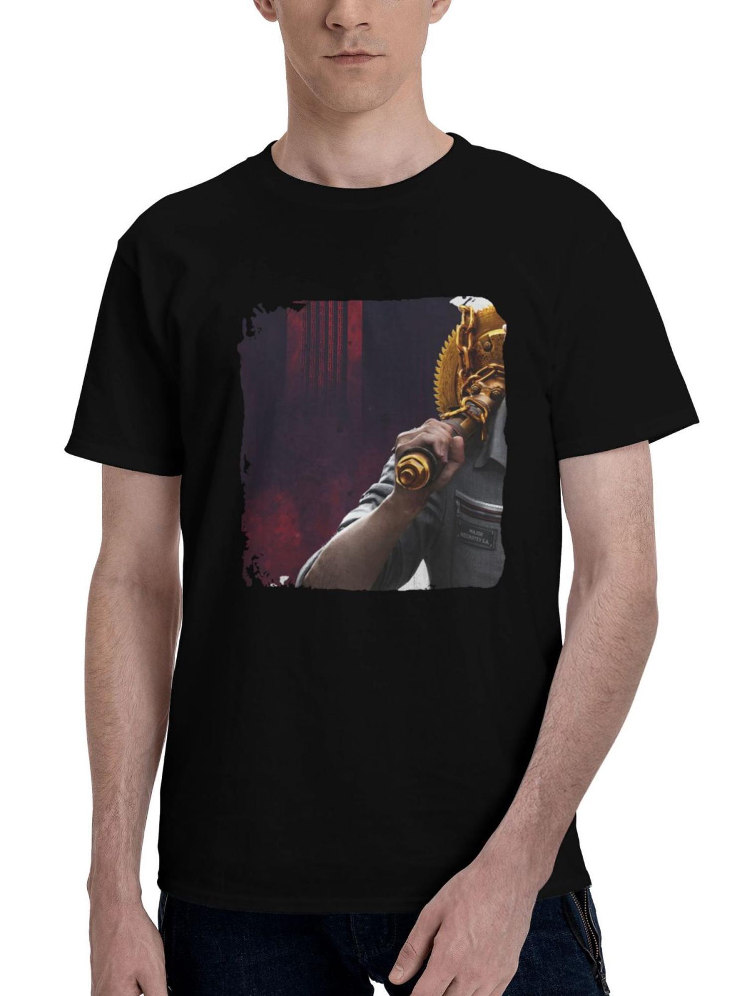 2023-Atomic Heart Rg 180G 100% Cotton Printed Round Neck Short-Sleeve T-Shirt, Christmas Gifts for Men Dad Husband Grandpa, S-XXXL, Black