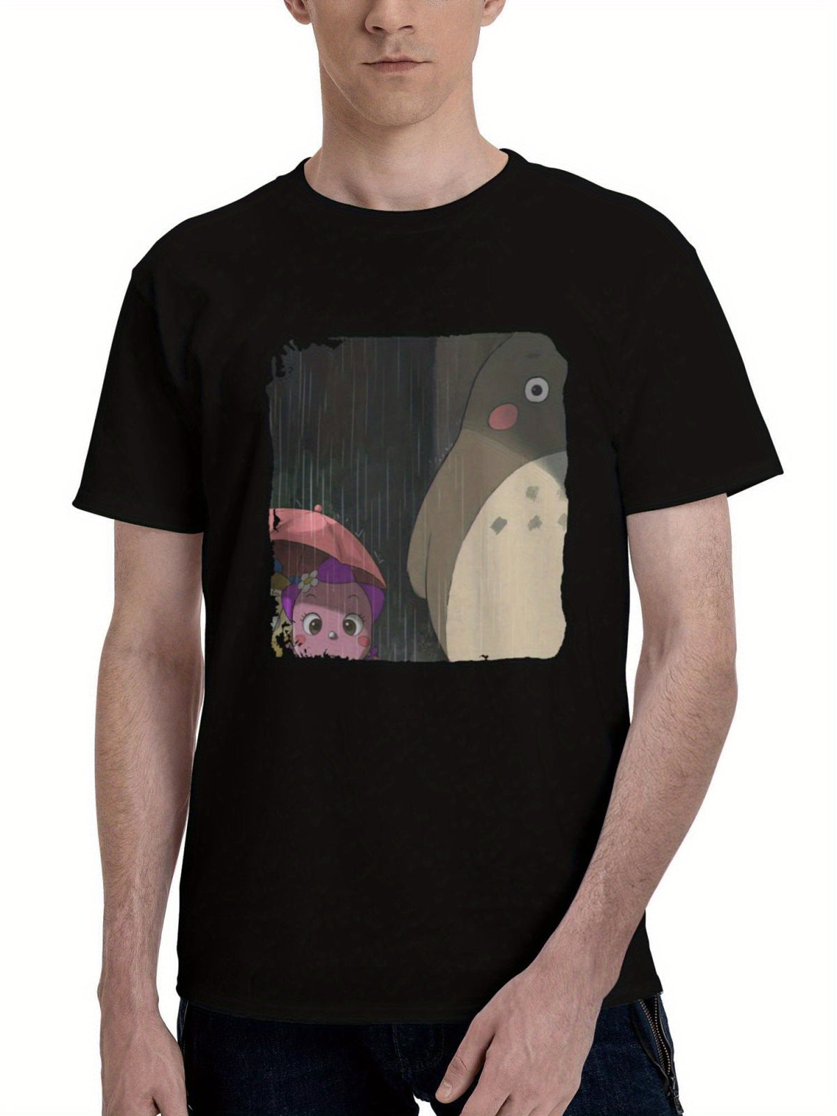 At-Bus Stop Cute 180G 100% Cotton Printed Round Neck Short-Sleeve T-Shirt, Christmas Gifts for Men Dad Husband Grandpa, S-XXXL, Black