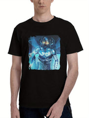 2023-Blue Beetle Ko 180G 100% Cotton Printed Round Neck Short-Sleeve T-Shirt, Christmas Gifts for Men Dad Husband Grandpa, S-XXXL, Black