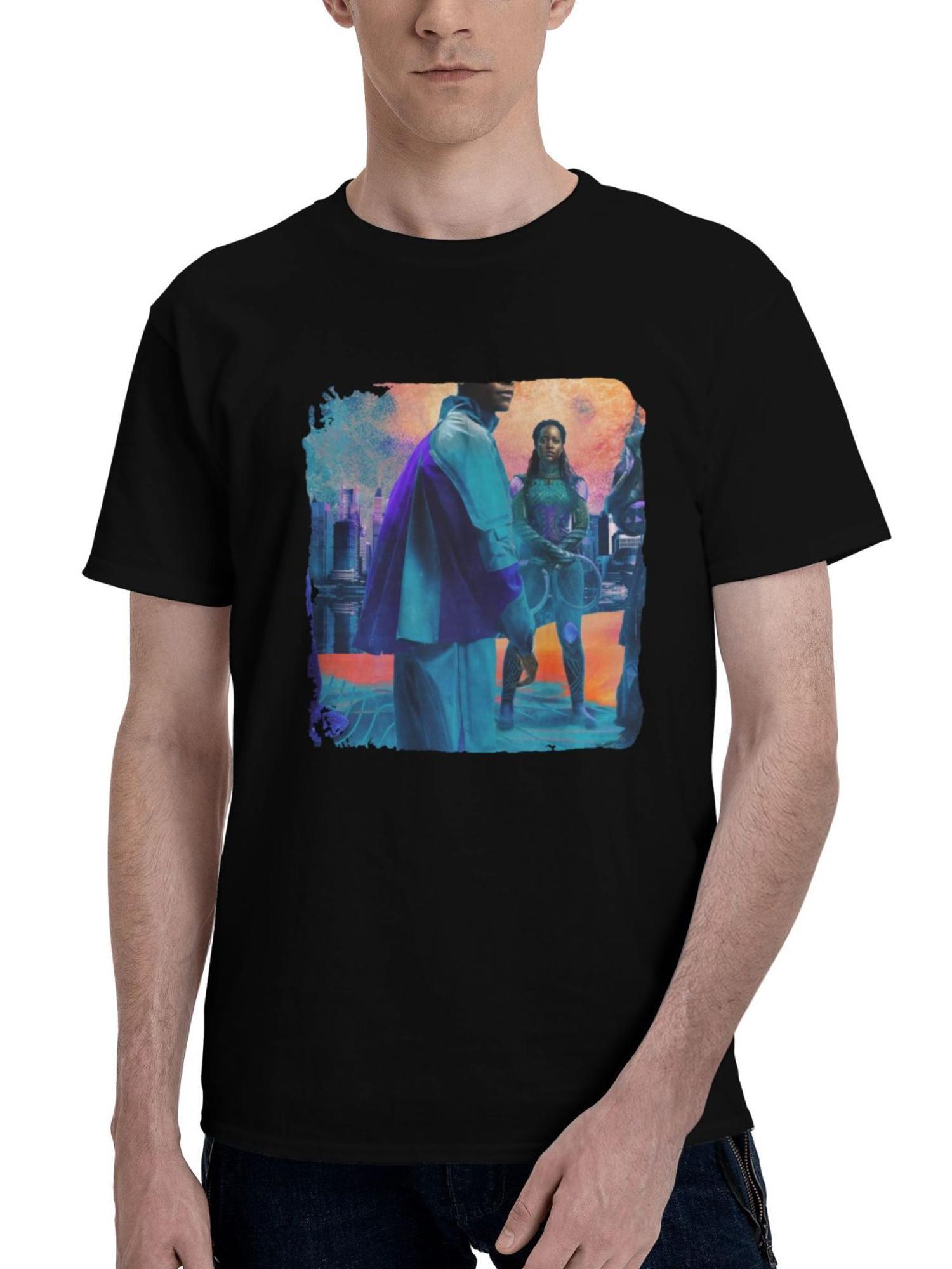 2023-Black Panther Wakanda Forever 180G 100% Cotton Printed Round Neck Short-Sleeve T-Shirt, Christmas Gifts for Men Dad Husband Grandpa, S-XXXL, Black