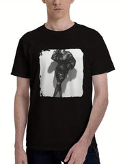 2023-Bruna Marquezine Flaunt Magazine 180G 100% Cotton Printed Round Neck Short-Sleeve T-Shirt, Christmas Gifts for Men Dad Husband Grandpa, S-XXXL, Black