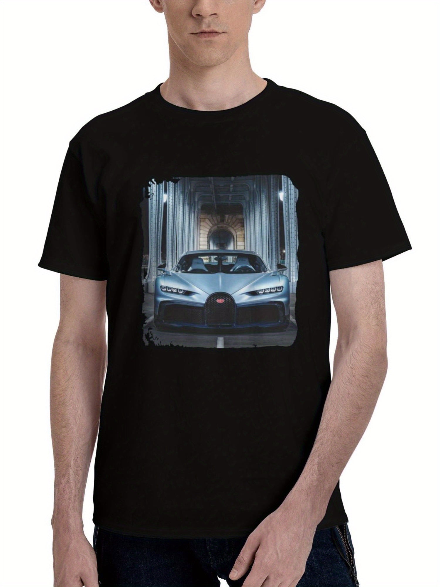 2023-Bugatti Chiron Profilee 180G 100% Cotton Printed Round Neck Short-Sleeve T-Shirt, Christmas Gifts for Men Dad Husband Grandpa, S-XXXL, Black