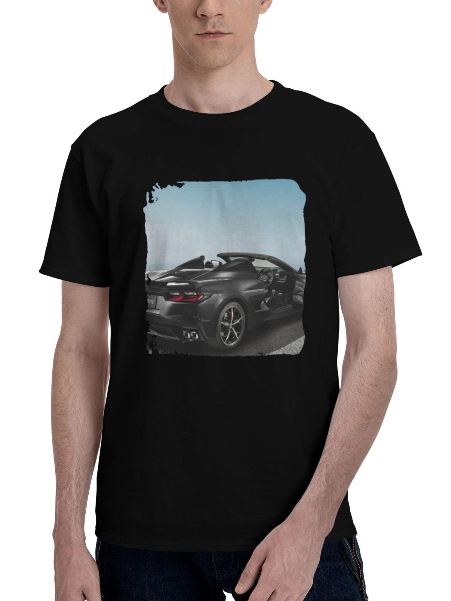 2023-Chevrolet Corvette Stingray Convertible 180G 100% Cotton Printed Round Neck Short-Sleeve T-Shirt, Christmas Gifts for Men Dad Husband Grandpa, S-XXXL, Black