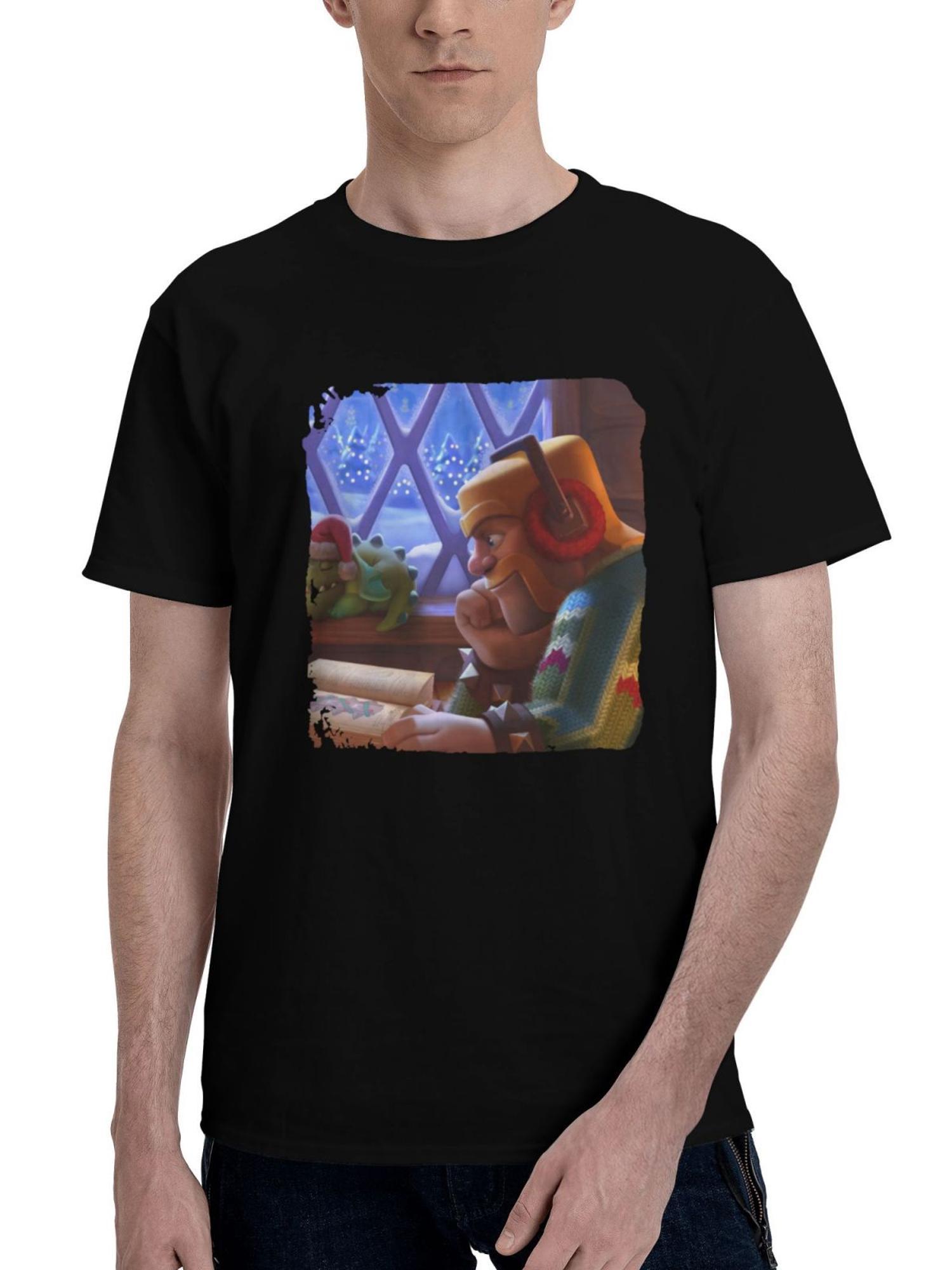 2023-Clash Of Clans Barbarian 180G 100% Cotton Printed Round Neck Short-Sleeve T-Shirt, Christmas Gifts for Men Dad Husband Grandpa, S-XXXL, Black