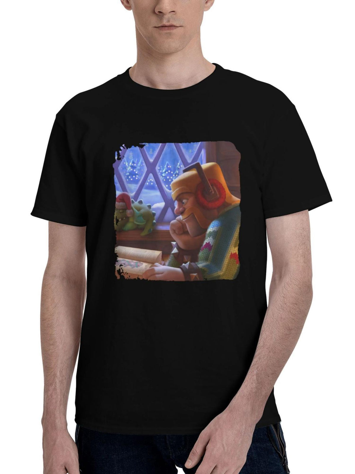 2023-Clash Of Clans Barbarian 180G 100% Cotton Printed Round Neck Short-Sleeve T-Shirt, Christmas Gifts for Men Dad Husband Grandpa, S-XXXL, Black