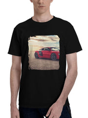 Audi-R8 Desert 180G 100% Cotton Printed Round Neck Short-Sleeve T-Shirt, Christmas Gifts for Men Dad Husband Grandpa, S-XXXL, Black