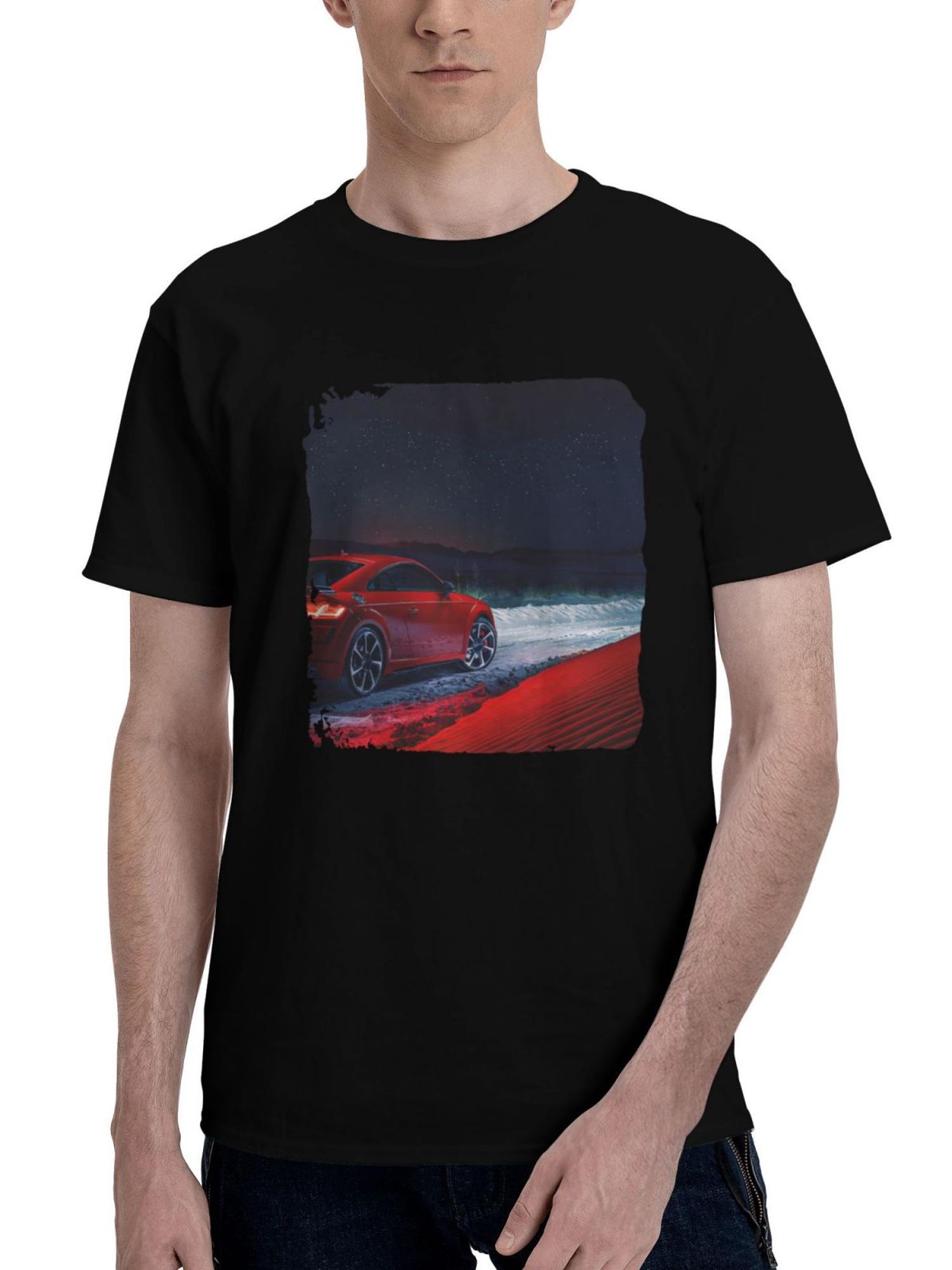 Audi-Tt Rs The Speed Of Light 180G 100% Cotton Printed Round Neck Short-Sleeve T-Shirt, Christmas Gifts for Men Dad Husband Grandpa, S-XXXL, Black