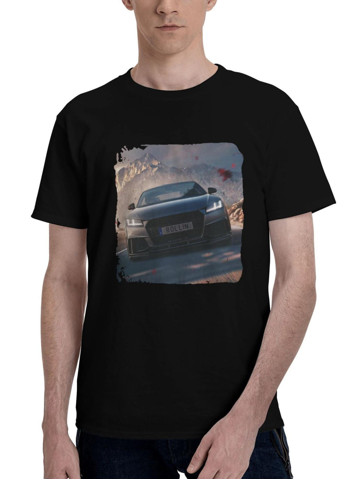 Audi-Tt Rs 180G 100% Cotton Printed Round Neck Short-Sleeve T-Shirt, Christmas Gifts for Men Dad Husband Grandpa, S-XXXL, Black