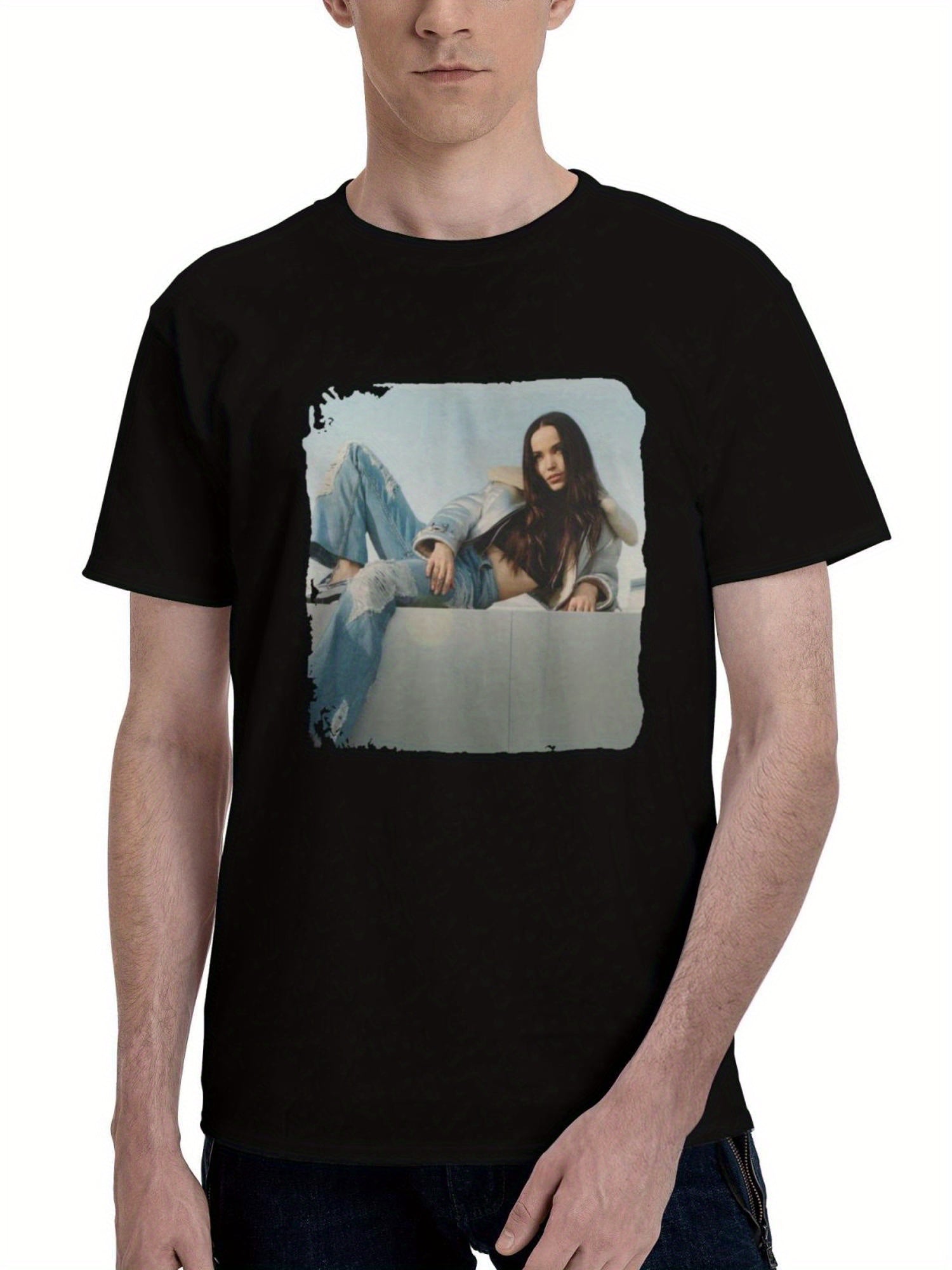 2023-Dove Cameron 180G 100% Cotton Printed Round Neck Short-Sleeve T-Shirt, Christmas Gifts for Men Dad Husband Grandpa, S-XXXL, Black
