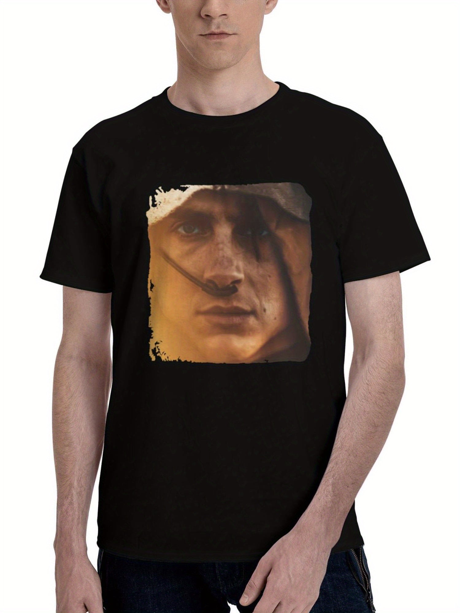 2023-Dune Part Two 180G 100% Cotton Printed Round Neck Short-Sleeve T-Shirt, Christmas Gifts for Men Dad Husband Grandpa, S-XXXL, Black