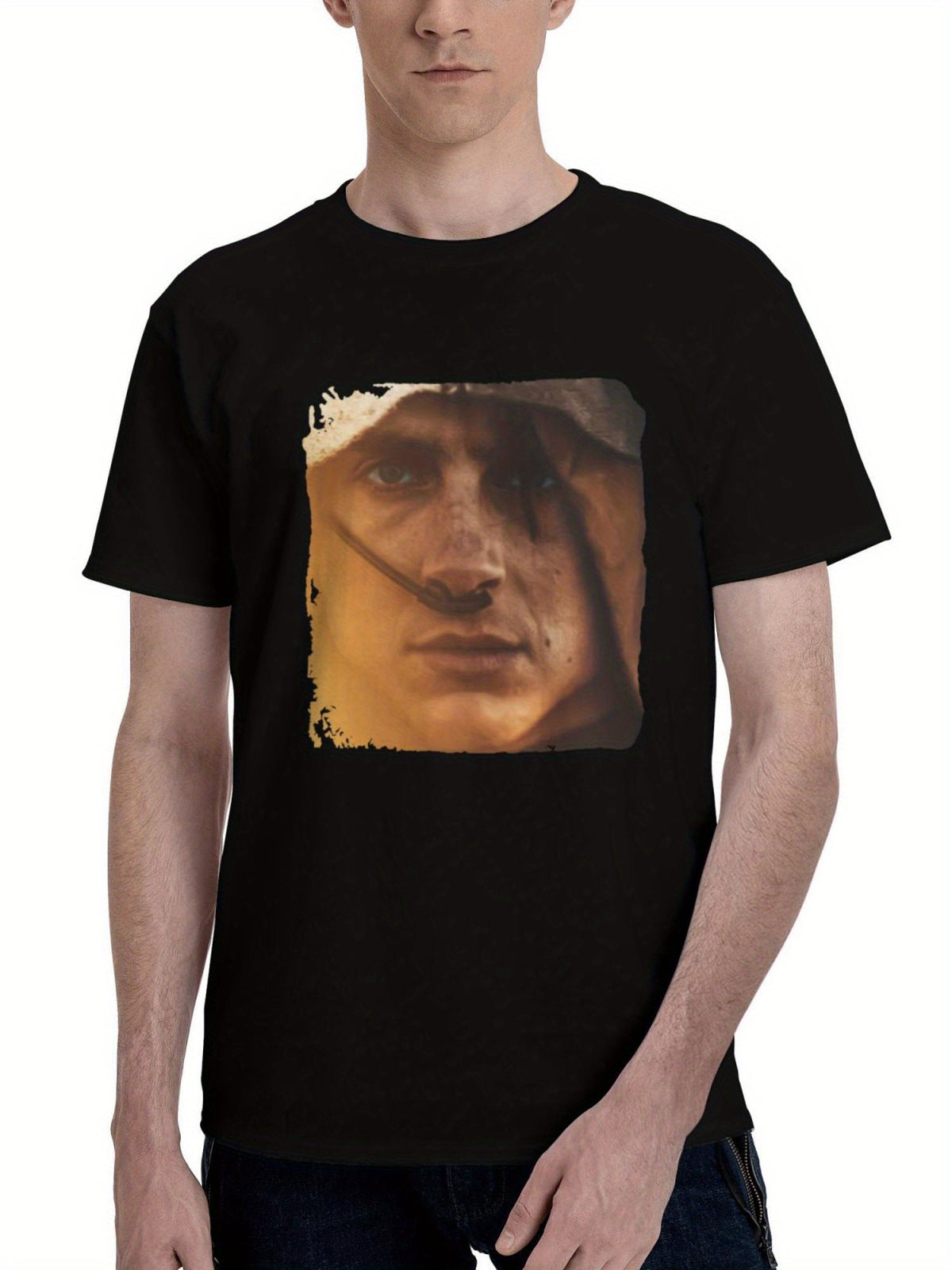 2023-Dune Part Two 180G 100% Cotton Printed Round Neck Short-Sleeve T-Shirt, Christmas Gifts for Men Dad Husband Grandpa, S-XXXL, Black