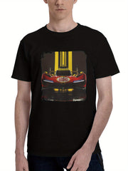 2023-Ferrari 499p 10k 180G 100% Cotton Printed Round Neck Short-Sleeve T-Shirt, Christmas Gifts for Men Dad Husband Grandpa, S-XXXL, Black