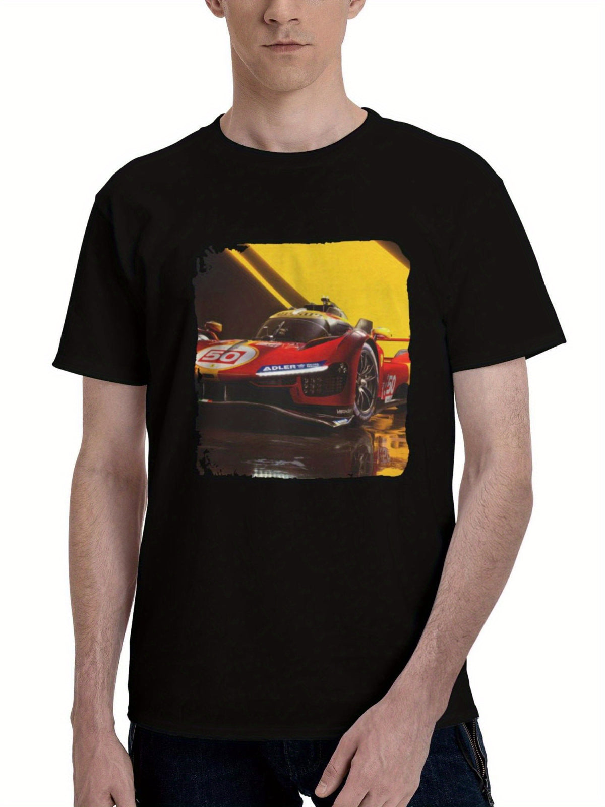 2023-Ferrari 499p Car 180G 100% Cotton Printed Round Neck Short-Sleeve T-Shirt, Christmas Gifts for Men Dad Husband Grandpa, S-XXXL, Black