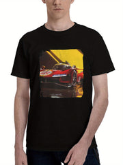 2023-Ferrari 499p Car 180G 100% Cotton Printed Round Neck Short-Sleeve T-Shirt, Christmas Gifts for Men Dad Husband Grandpa, S-XXXL, Black