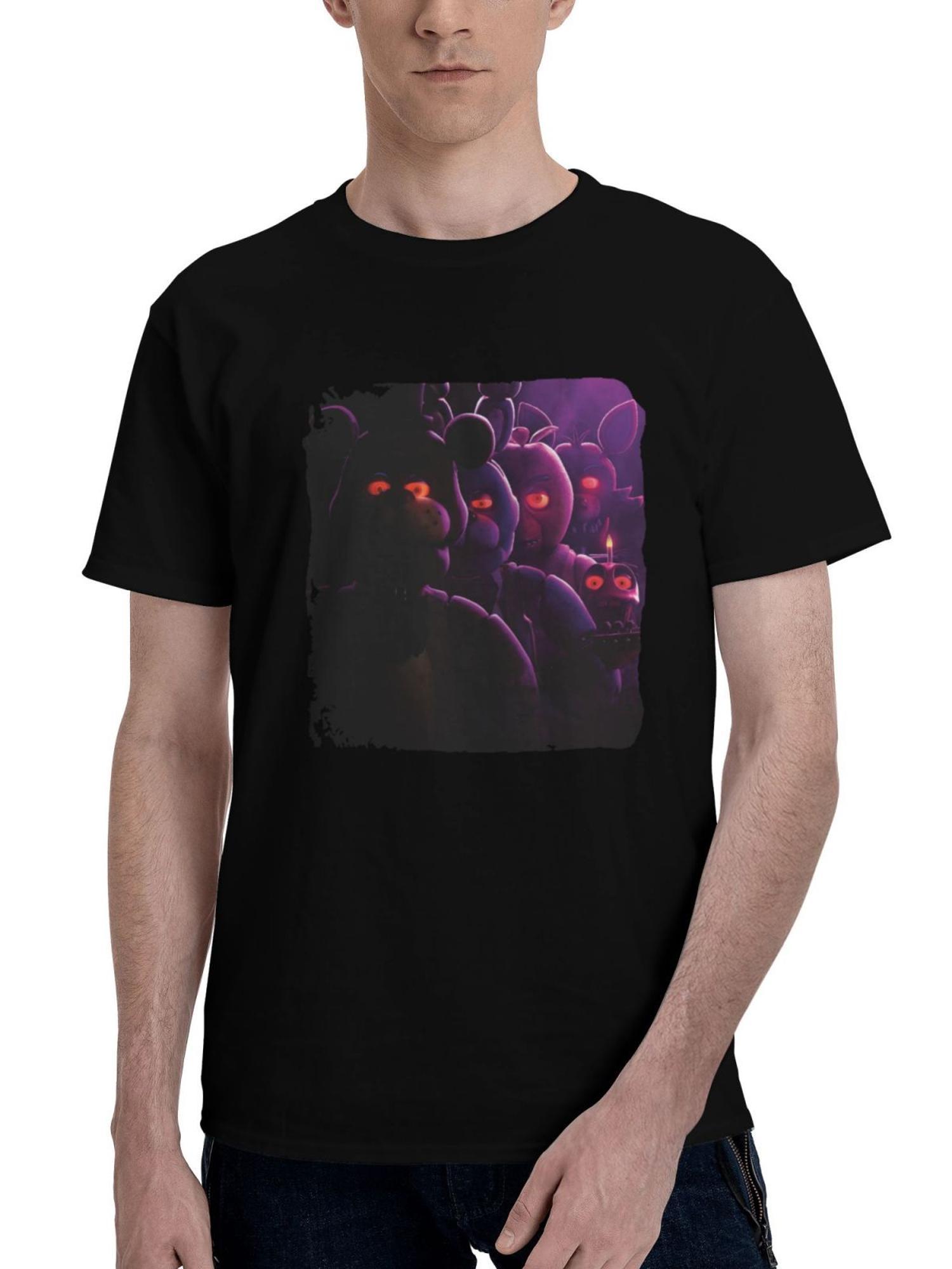 2023-Five Nights At Freddys 55 180G 100% Cotton Printed Round Neck Short-Sleeve T-Shirt, Christmas Gifts for Men Dad Husband Grandpa, S-XXXL, Black