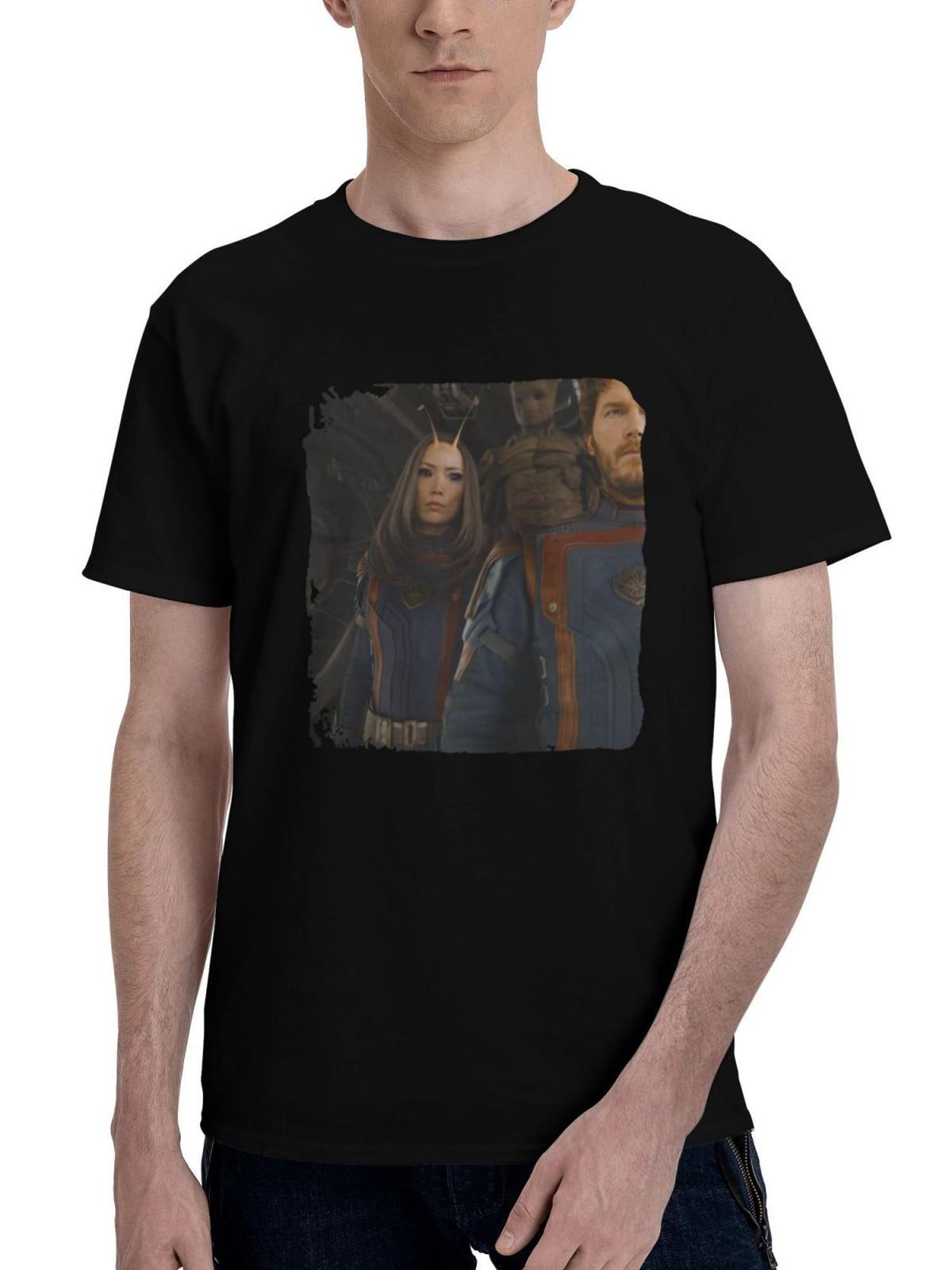 2023-Guardians Of The Galaxy Vol 3 M3 180G 100% Cotton Printed Round Neck Short-Sleeve T-Shirt, Christmas Gifts for Men Dad Husband Grandpa, S-XXXL, Black