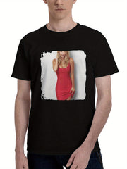 2023-Kaley Cuoco 180G 100% Cotton Printed Round Neck Short-Sleeve T-Shirt, Christmas Gifts for Men Dad Husband Grandpa, S-XXXL, Black