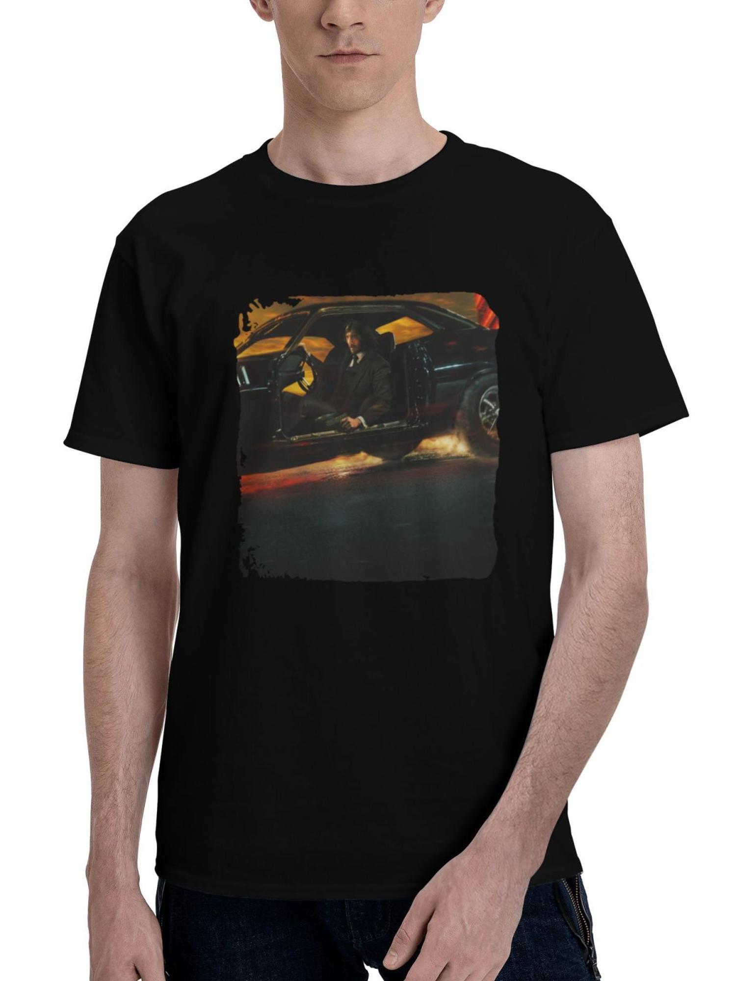 2023 John Wick Chapter 4 180G 100% Cotton Printed Round Neck Short-Sleeve T-Shirt, Christmas Gifts for Men Dad Husband Grandpa, S-XXXL, Black