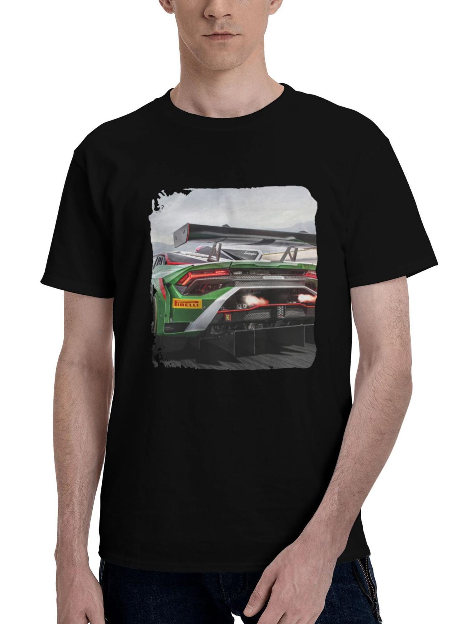 2023 Lamborghini Huracan Gt3 Evo 2 180G 100% Cotton Printed Round Neck Short-Sleeve T-Shirt, Christmas Gifts for Men Dad Husband Grandpa, S-XXXL, Black