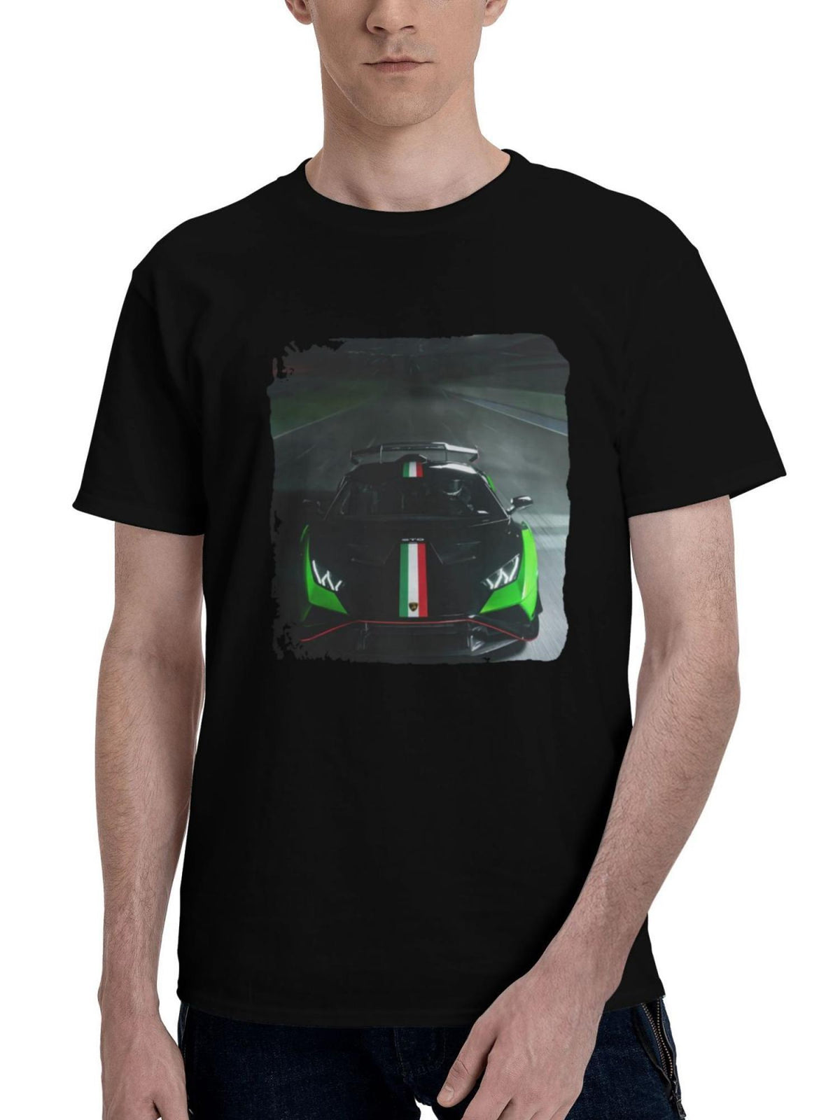2023 Lamborghini Huracan Sto Sc 10 Anniversario 180G 100% Cotton Printed Round Neck Short-Sleeve T-Shirt, Christmas Gifts for Men Dad Husband Grandpa, S-XXXL, Black