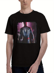 2023 Marvels Spider Man 2 7q 180G 100% Cotton Printed Round Neck Short-Sleeve T-Shirt, Christmas Gifts for Men Dad Husband Grandpa, S-XXXL, Black